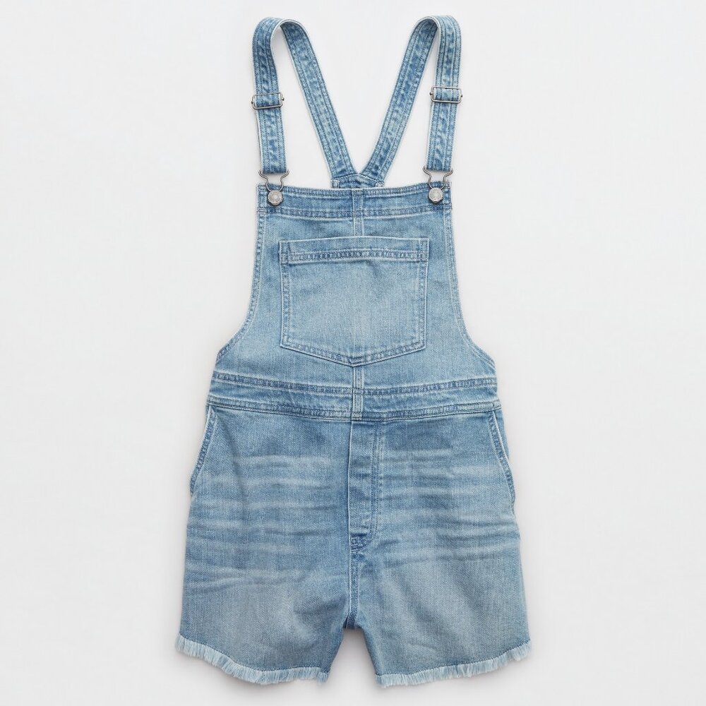 Aerie Denim Shortalls, Light Blue, xs